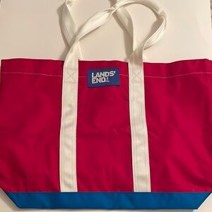 Lands' End Red and Blue Tote Bag